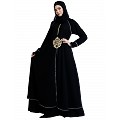 Designer double layered abaya with stone lacework- Black Designer double layered abaya with stone lacework- Black